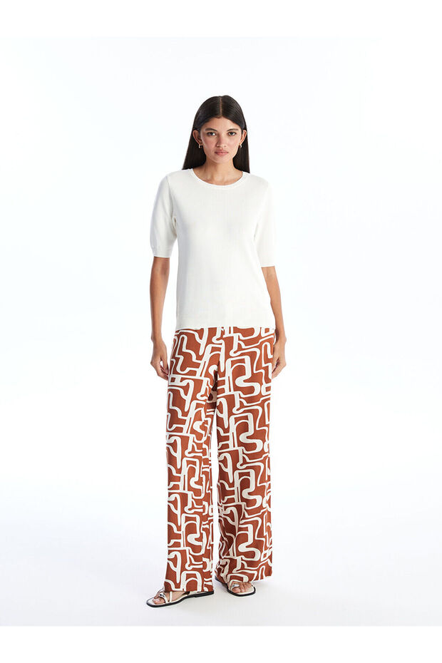 Lcw Elastic Waist Patterned Women's Palazzo Trousers