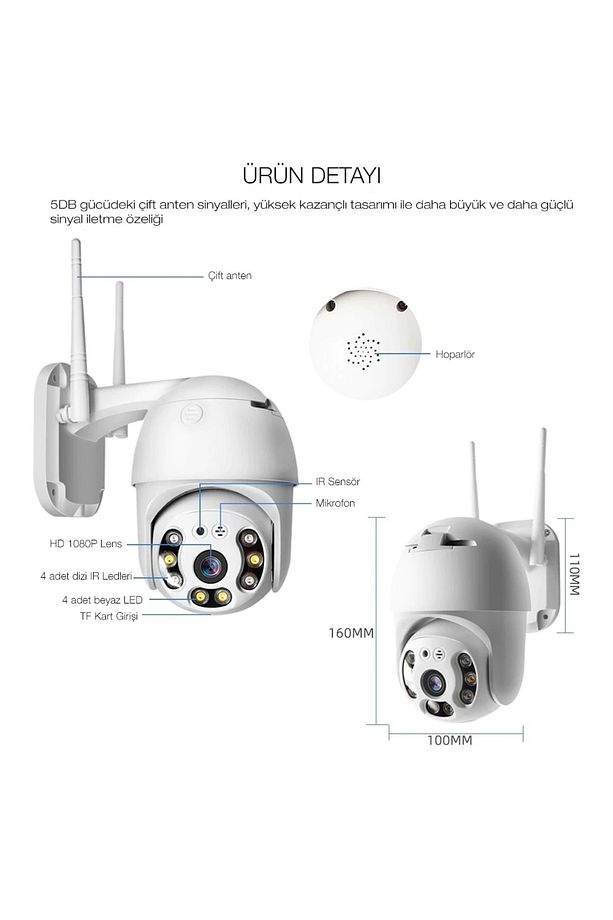 2.0 Mp Hd Lens İç Dış Mekan Suya Danıklı Ip Wifi Network Güvenlik Kamerası 32 Gb Hafıza Kartlı - 2