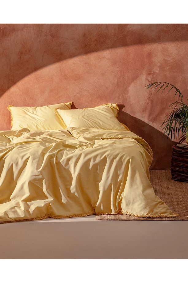Sona King Size Püsküllü Nevresim Takımı - Sarı - 1