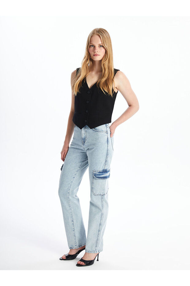 Lcw Straight Fit Women's Cargo Jean Pants
