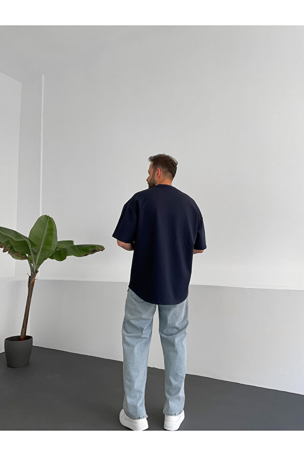 Lacivert İki İplik Basic T-Shirt BY-1208/363 - 3