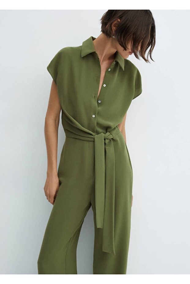 Bağ detaylı uzun tulum - 1