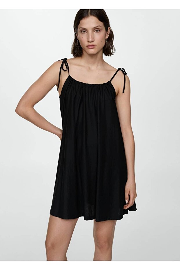 Dökümlü kısa elbise - 1