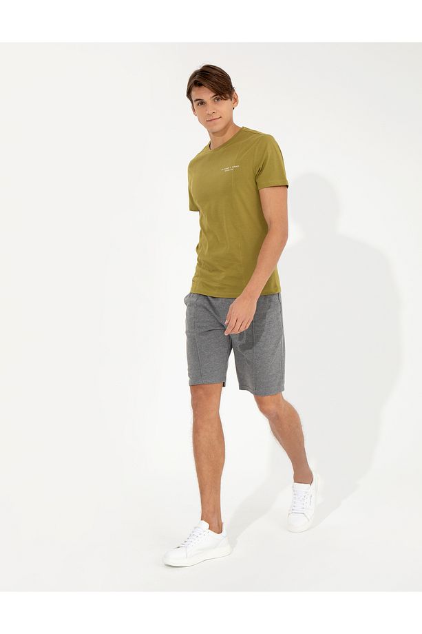 Gri Melanj Standart Fit Örme Şort 50251039-VR086 - 3