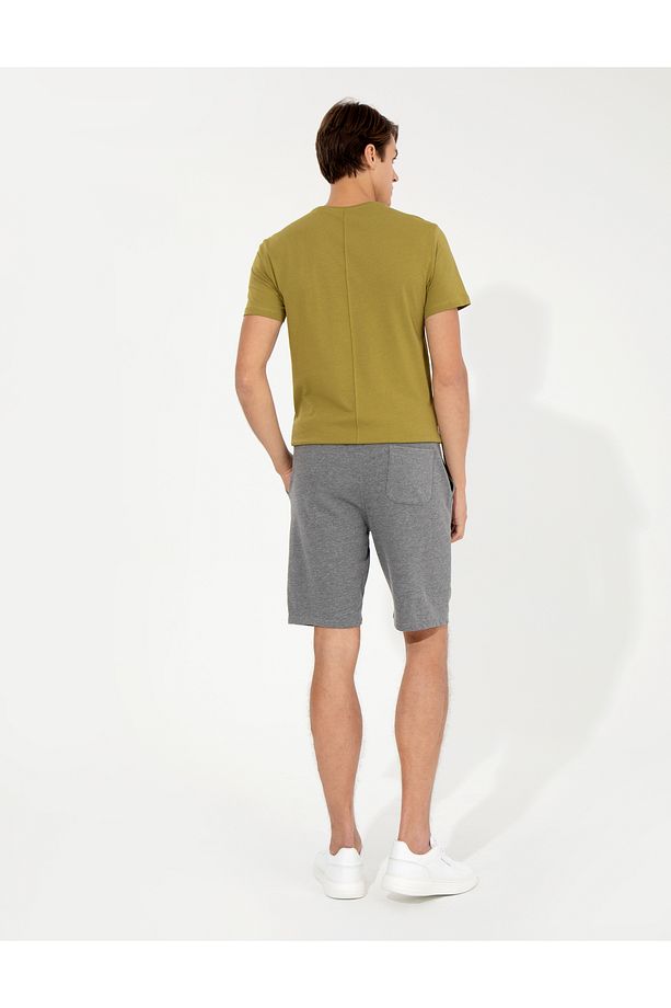 Gri Melanj Standart Fit Örme Şort 50251039-VR086 - 4