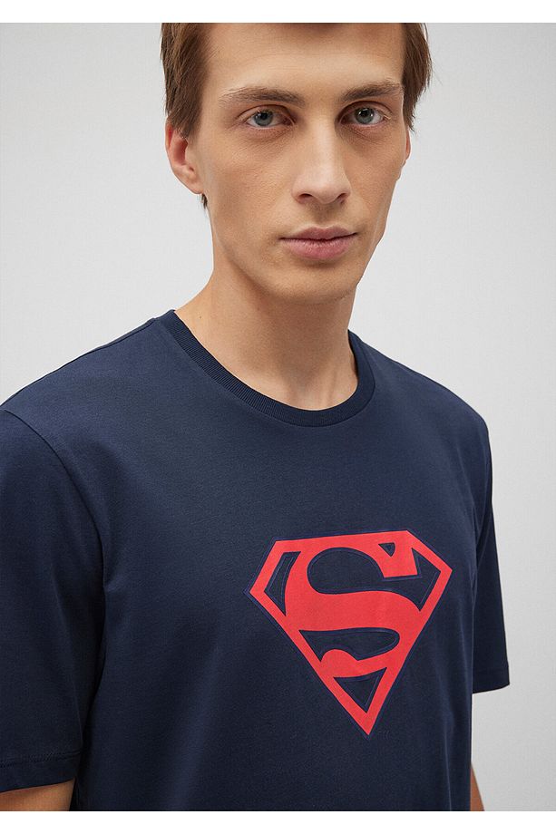 Superman Baskılı Lacivert Tişört Regular Fit / Normal Kesim 0610754-70490 - 5