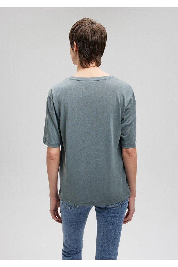 Gri Tencel Tm Modal Basic Tişört Regular Fit / Normal Kesim 1611897-71598 - 4