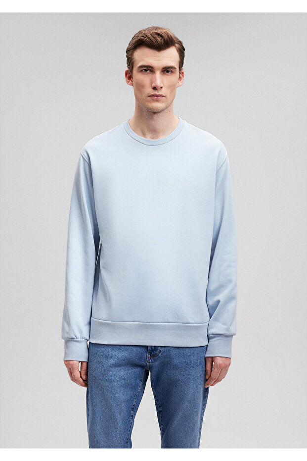 Bisiklet Yaka Mavi Basic Sweatshirt 0S10108-70803 - 3