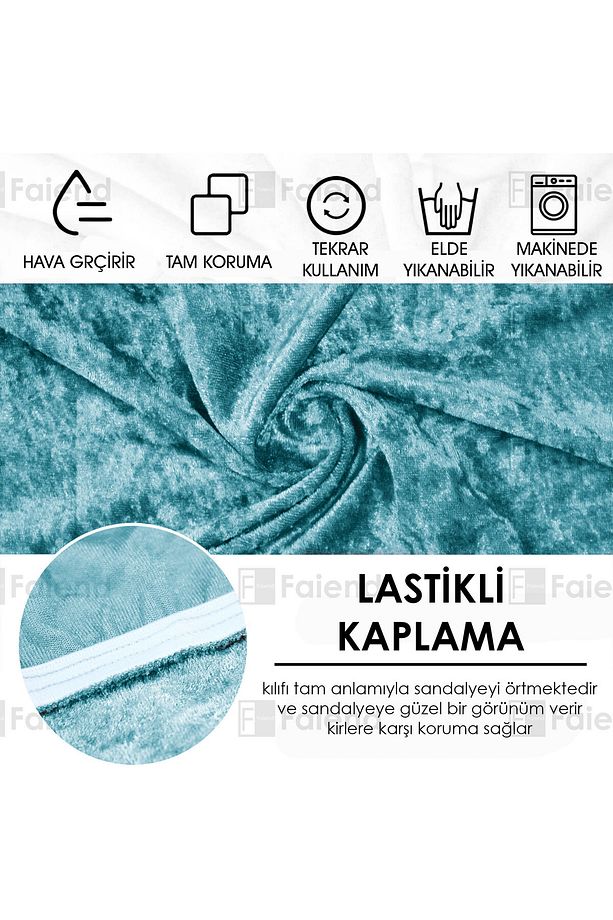 Kaliteli Likralı Kadife Sandalye Örtüsü Sandalye Kılıfı Mutfak Sandalye Örtüsü Sandalye Koruma 6li - 4