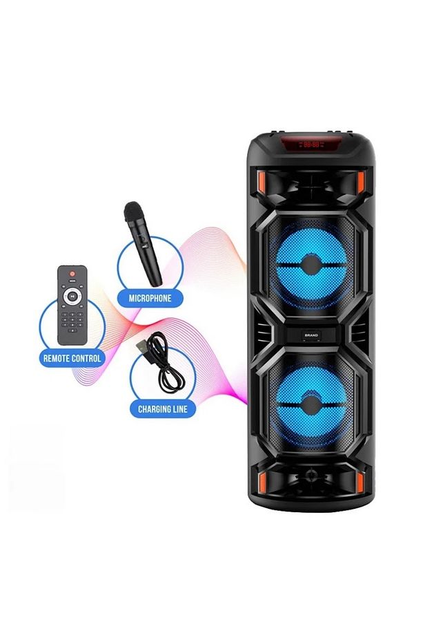 BÜYÜK BOY KABLOSUZ MİKROFONLU ŞARJLI HOPARLÖR KARAOKE BLUETOOTH SPEAKER - 4