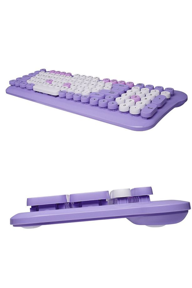 KM-6244 BUNNY Renkli Tuşlu Mor 2.4 ghz + BT Kablosuz Q Multimedia Klavye + Mouse Set - 4