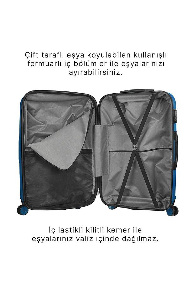 Wx-210 Çivit Mavi Büyük Boy Valiz - 8