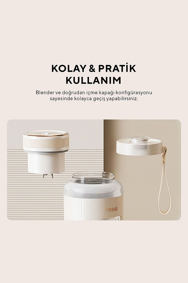 Kişisel Smoothie Blender Taşınabilir Şarjlı Öğütücü Fonksiyon Krem Smothie Blendır 80w 600ml Fr-bl07 - 7