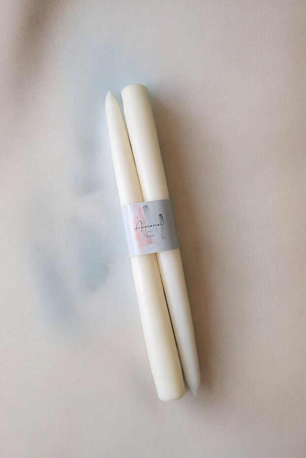 Şamdan Mumu 2'li Set Konik Krem - 1