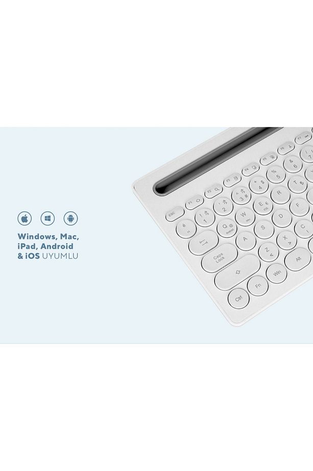 Bluetooth Ultra İnce+Şarjlı Q Mac/Win/Android/Ios Uyumlu Kablosuz klavye - 8