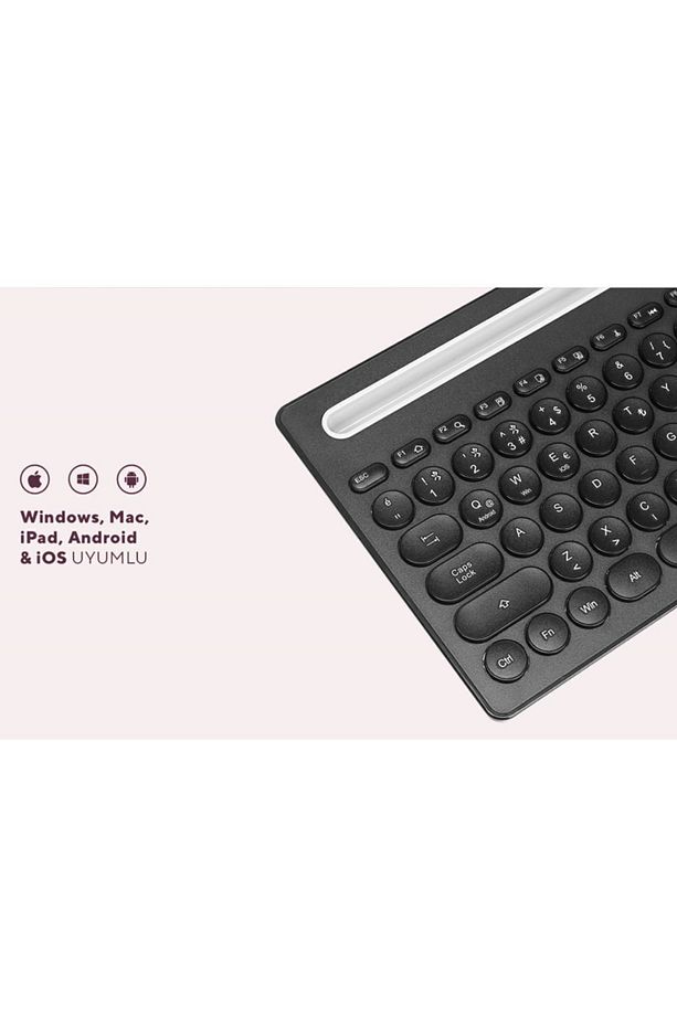 Bluetooth Ultra İnce+Şarjlı Q Mac/Win/Android/Ios Uyumlu Kablosuz klavye - 8