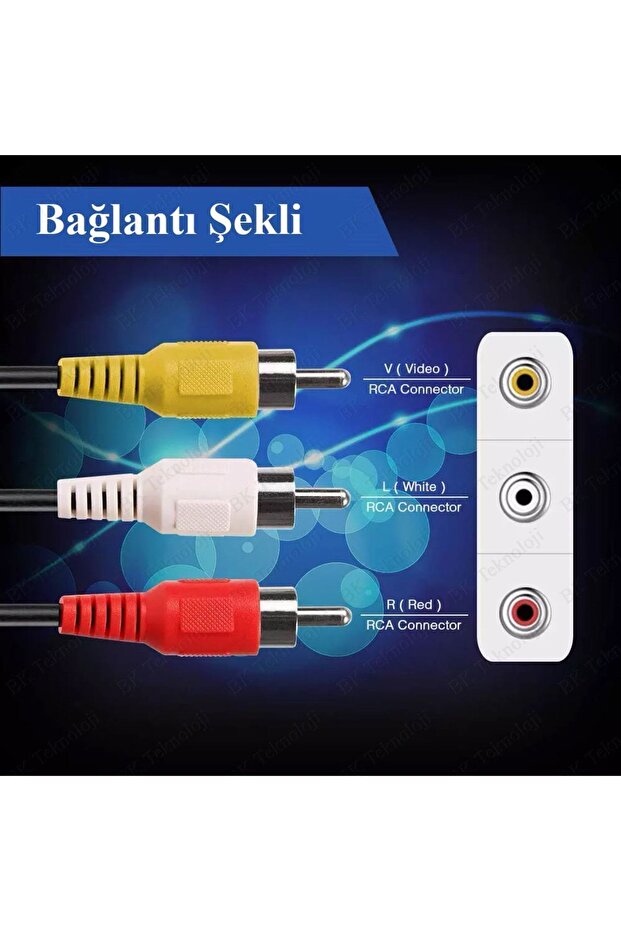 3rca Erkek 3 Rca Erkek Kompozit Ses Video Av Kablosu - 8