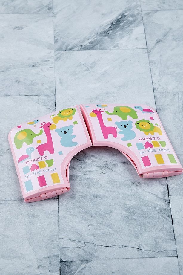 Katlanabilir Portatif Kolay Taşınabilir Çocuk Klozet Kapağı Adaptörü Pembe - 3