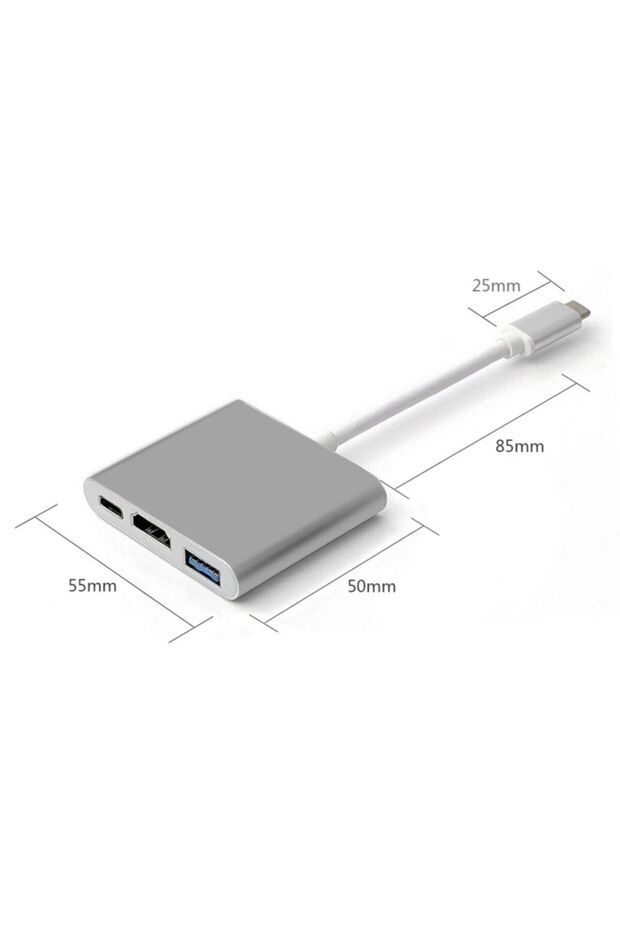 Usb 3.1 Type-c To Hdmi Usb 3.0 Port Usb C Şarj Çevirici Adaptör - Type-c Mhl Kablo - 3
