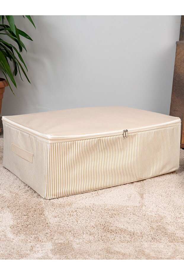منظم لحاف ووسادة تحت القاعدة منقوشة بخط كريمي مقاس كبير 75 × 40 × 20 سم