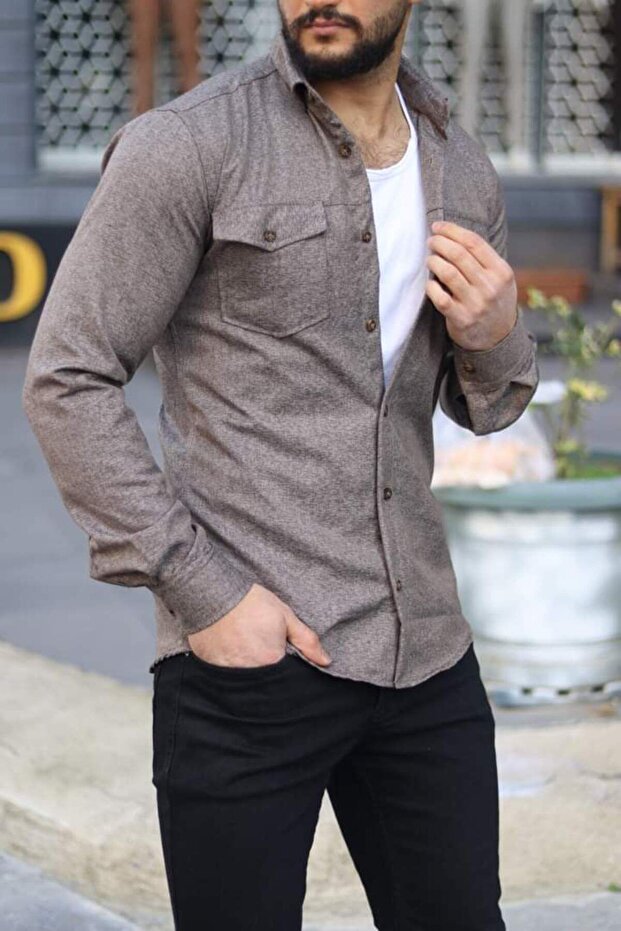 Çift cepli eklemeli gömlek - 2