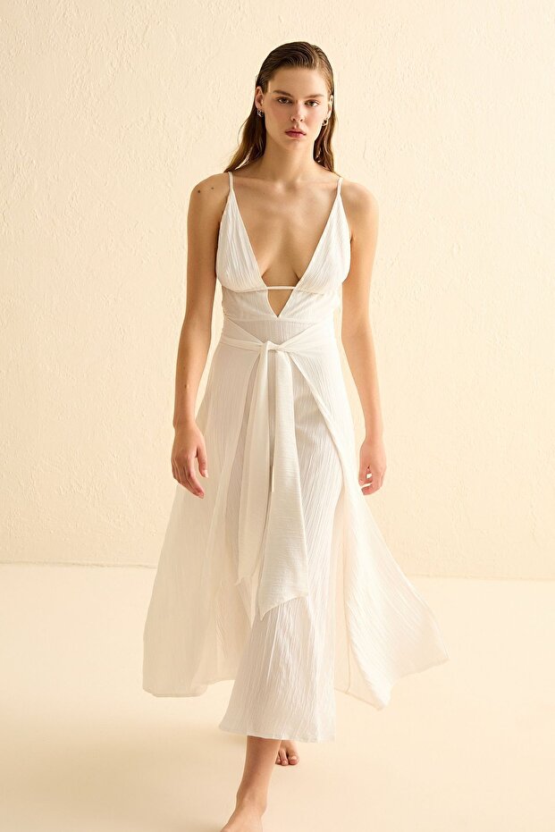 Monica Ecru Beach Dress
