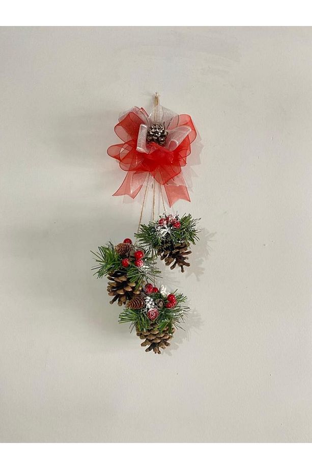 Kapı Süsü Kozalak/gıcı 3 Lü Yılbaşi Noel Süsü Ve Ev Dekoru Sarkıt - 5