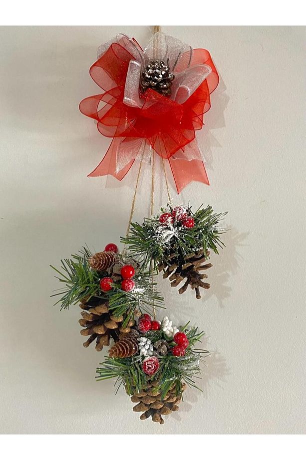 Kapı Süsü Kozalak/gıcı 3 Lü Yılbaşi Noel Süsü Ve Ev Dekoru Sarkıt - 1