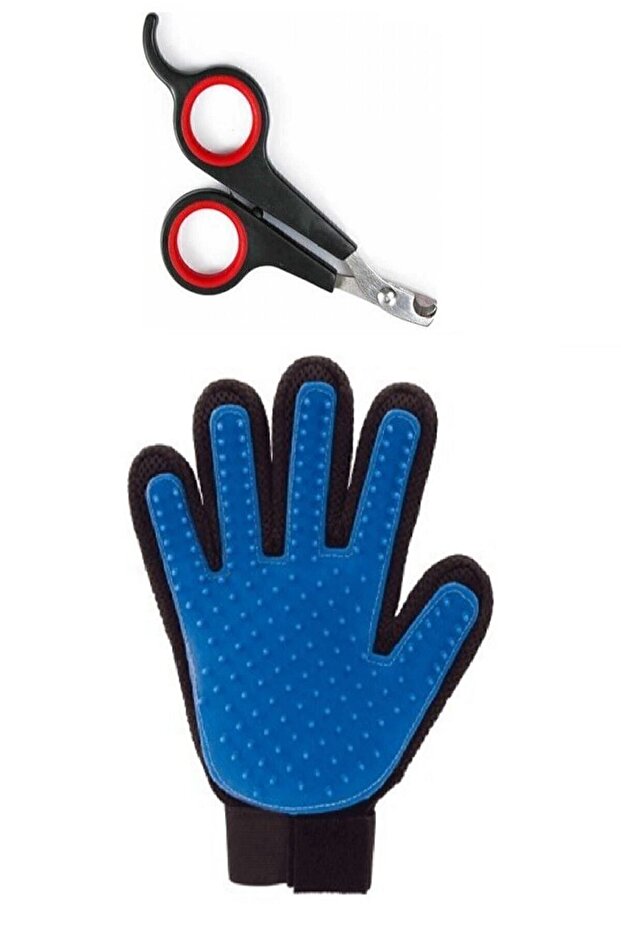 Set of 2 Pet Cat Dog Nail Clipper Feather Collection Gloves