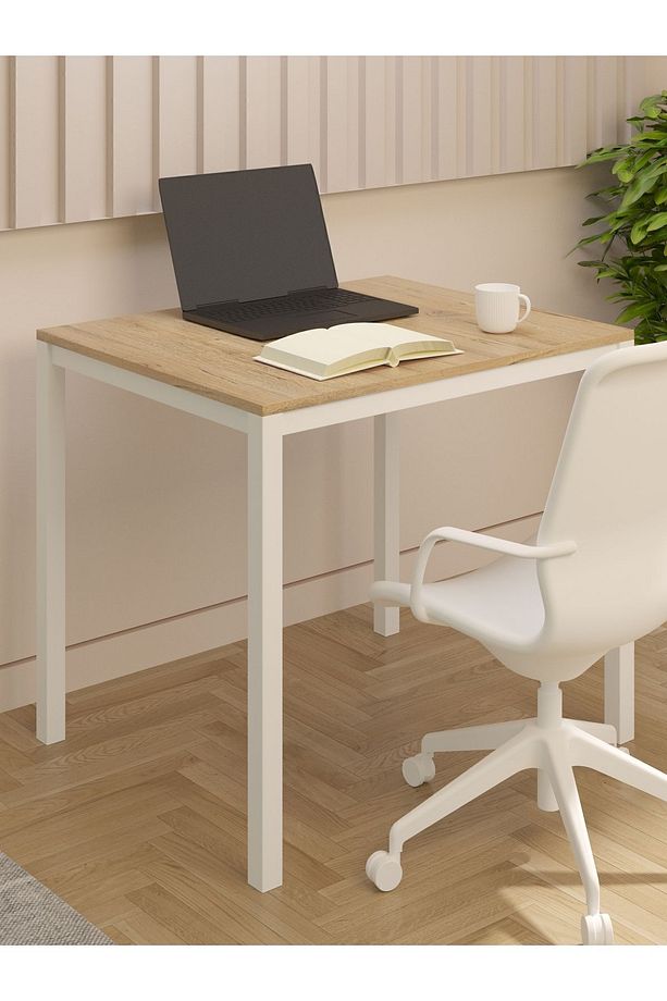 Safir Meşe Çalışma Masası, 72x88, Çalışma Masası, Metal Ayaklı Çalışma Masası, Ahşap Çalışma Masası - 1