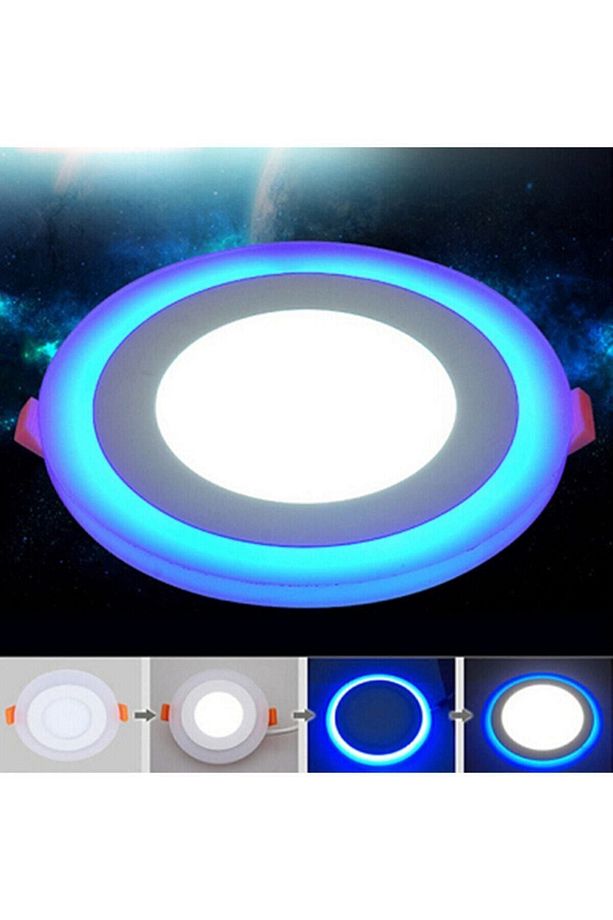2 Adet Çift Renkli Hero Led Panel 3 3 Watt Dış Çapı 10 Cm Mavi-beyaz Iki Renkli Tavan Spot Lambası - 2