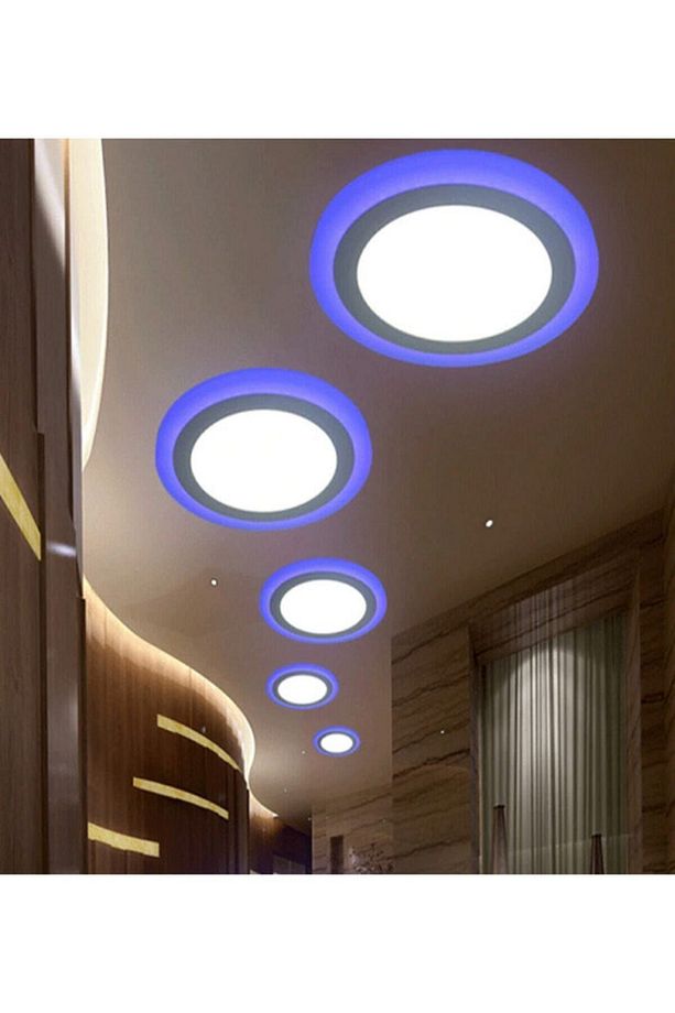 2 Adet Çift Renkli Hero Led Panel 3 3 Watt Dış Çapı 10 Cm Mavi-beyaz Iki Renkli Tavan Spot Lambası - 7