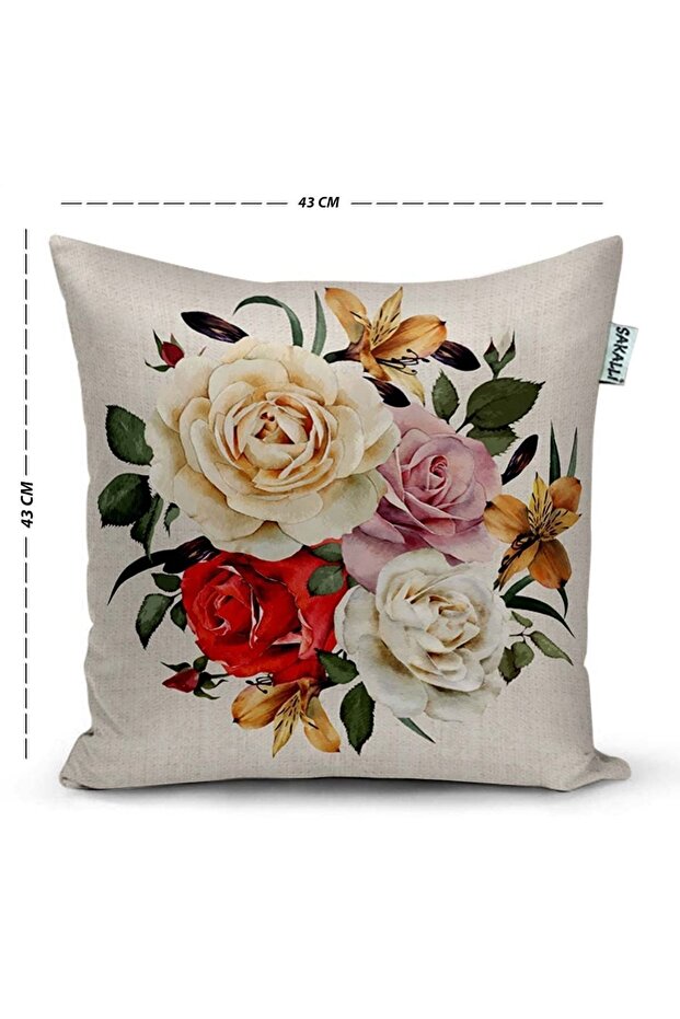3D Digital Printed Rose Pattern Decorative Throw Pillow Cover