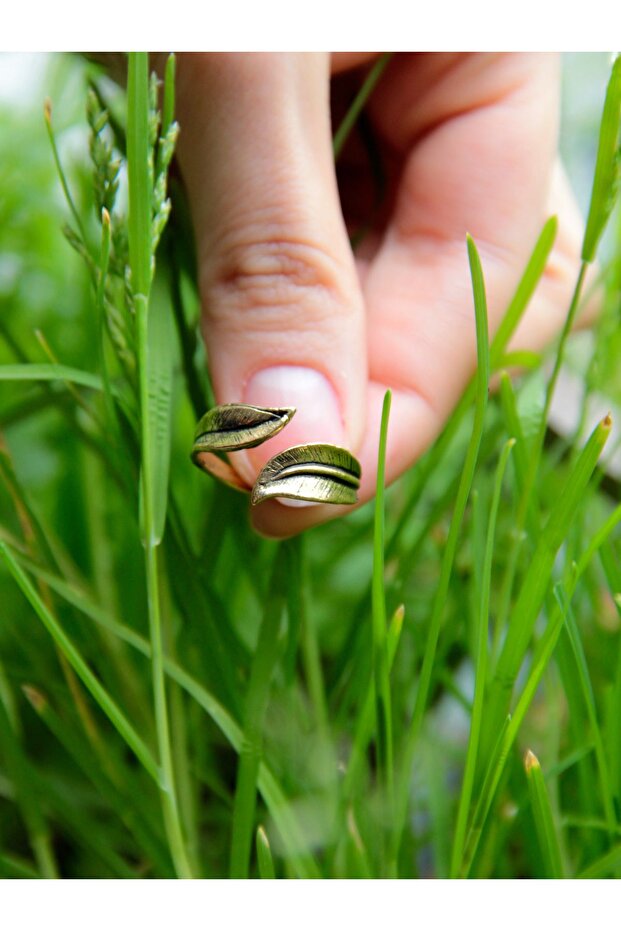Trend Leaf Pattern Antique Antique Adjustable Ring - 3