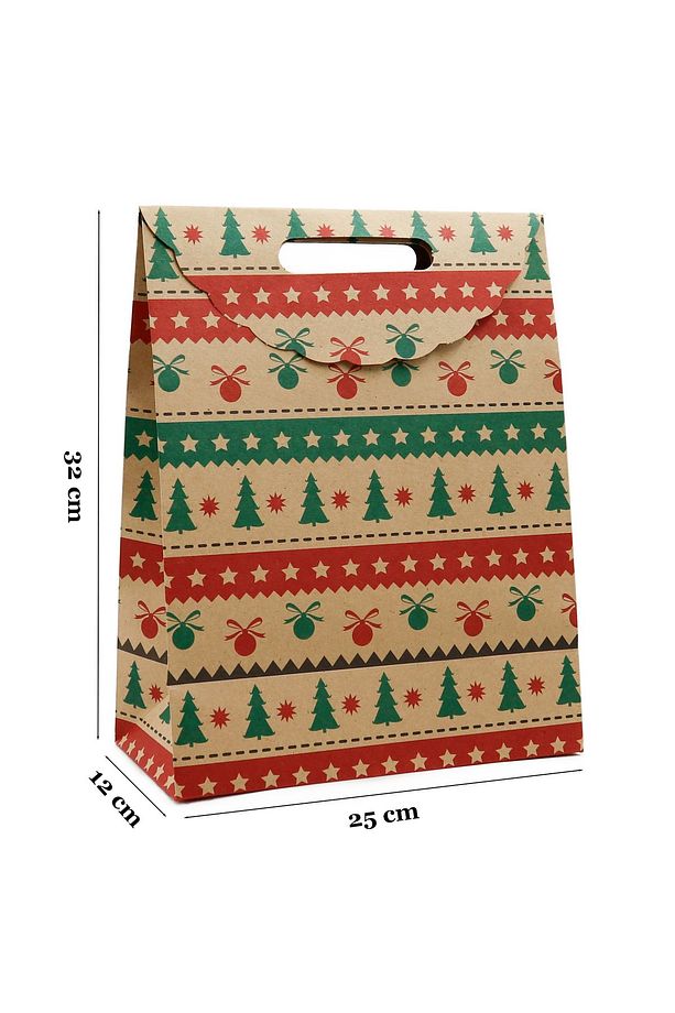 Yılbaşı Işıltısı Baskılı Zarf Model Karton Çanta 25 X 32 X 12 Cm 1 Adet ,yılbaşı Hediye Kutusu - 6