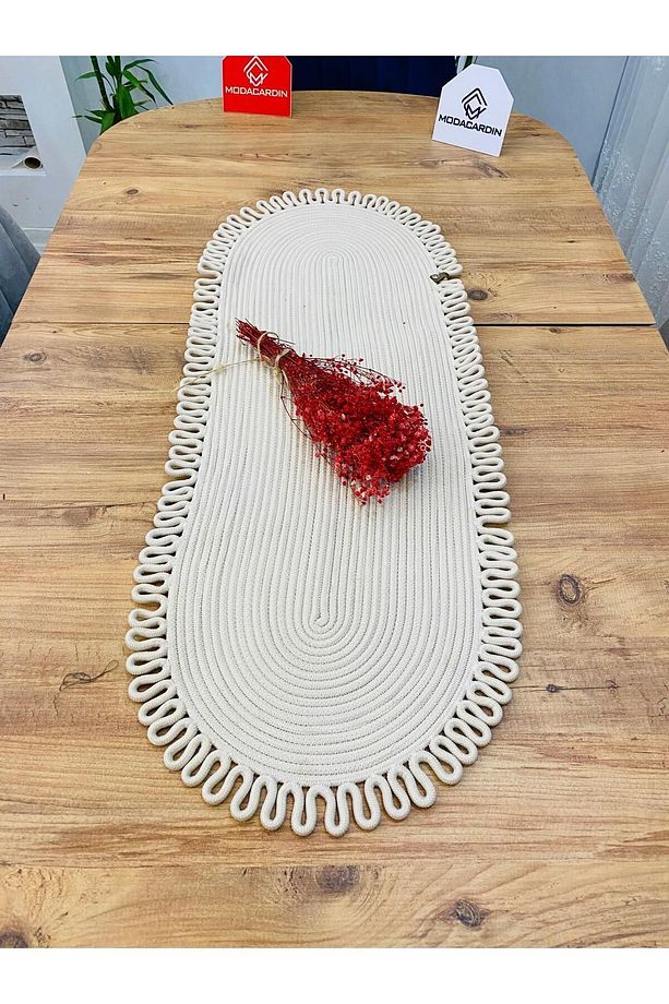 Jüt, Hasır, Dekoratif Masa Örtüsü, Runner 35x100 CM, Amerikan Servis, Sehpa Örtüsü, Bohem Tarzı - 1