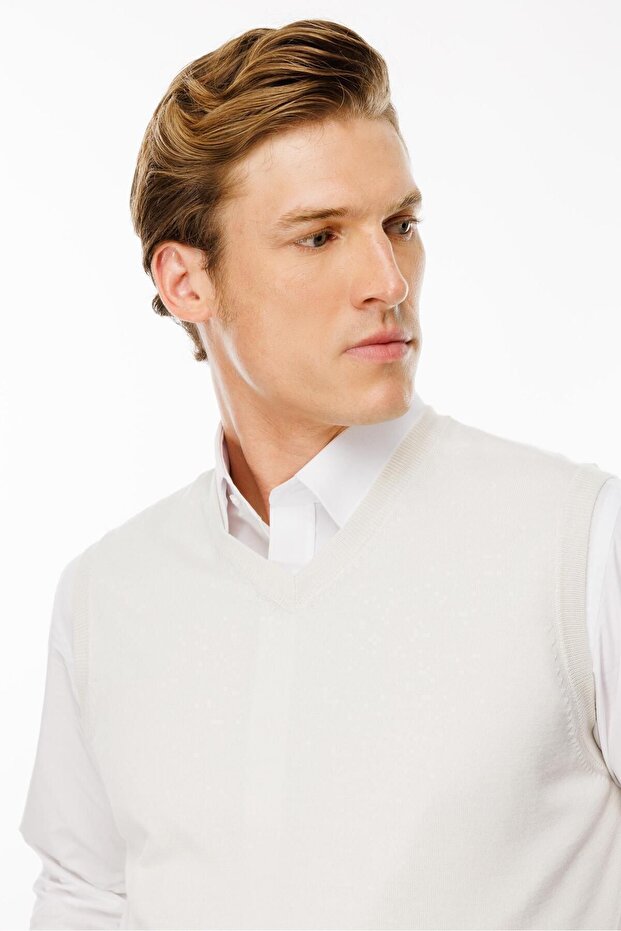 سترة رجالية - لون عظمي - 5