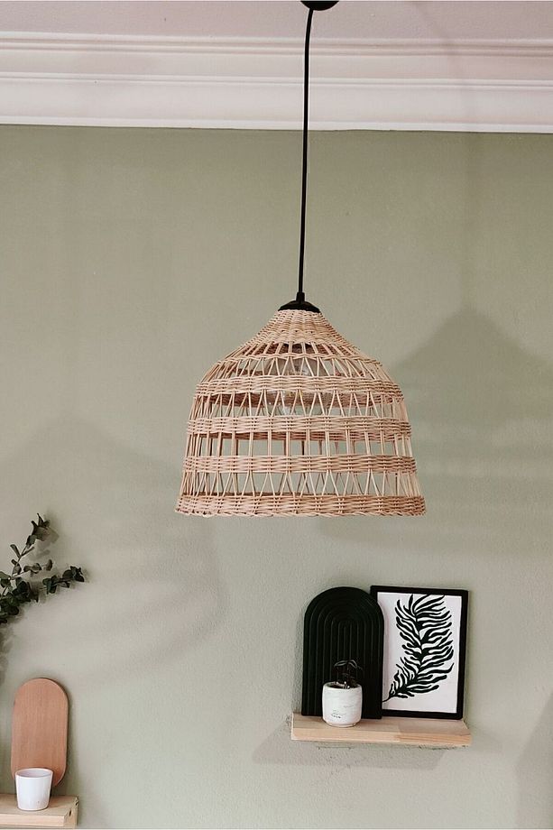 rattan avize (siyah duy)bambu hasır aydınlatma (duy ile) - 1