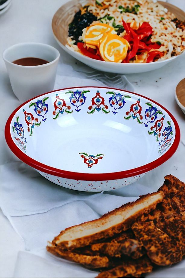20 Cm Emaye Kase Tabak, Çukur Tabak, Salata Tabak, Cips Tabak - 7