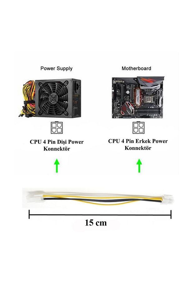 Atx Güç Kaynağı 12v 4-pin P4 Cpu Power Erkek-dişi Uzatma Kablosu - 2