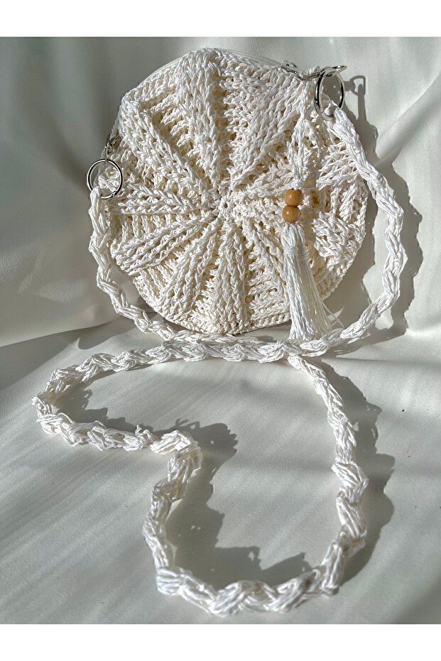 Bohemian Macaron Straw Bag - Hand Knitted and Paper String Bag