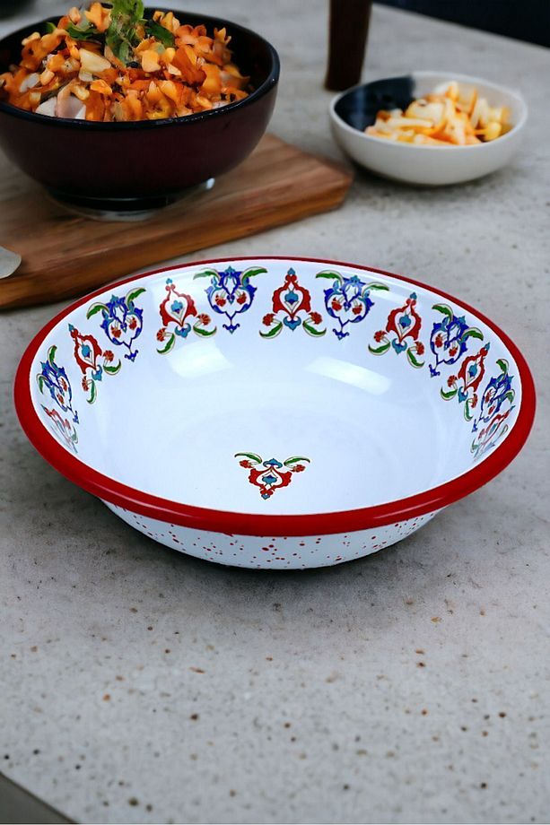 20 Cm Emaye Kase Tabak, Çukur Tabak, Salata Tabak, Cips Tabak - 5