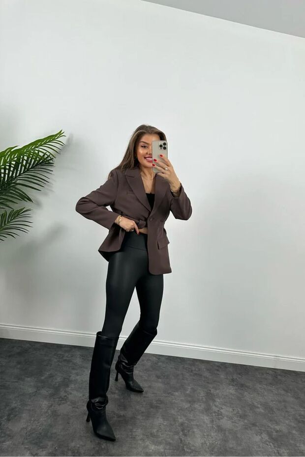 Jachetă de damă premium - Model cu curea - 3