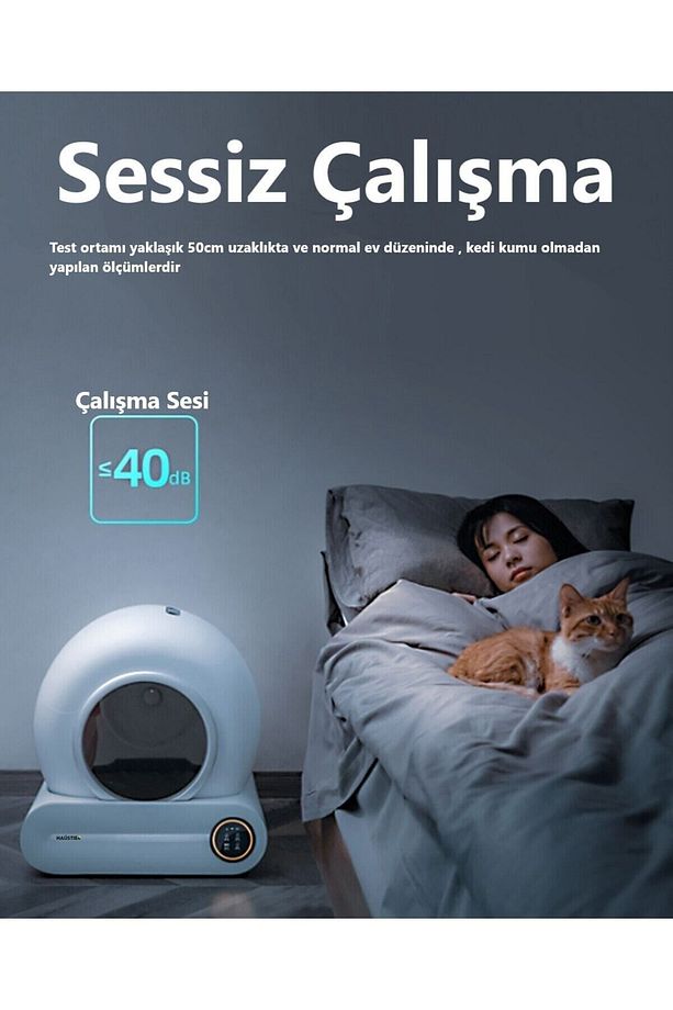 BF01 Akıllı Otomatik Kedi Tuvaleti, App Kontrol, 65lt Hazne, 9lt Çöp haznesi-UV Temizleme - 6