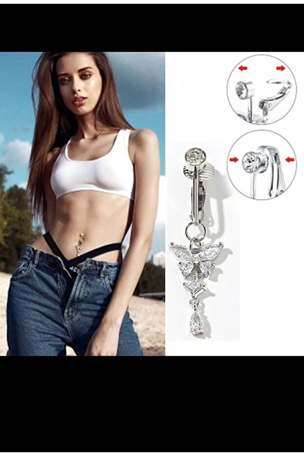 Clip-on Compression Fake Belly Piercing That Doesn't Require a Hole - 3