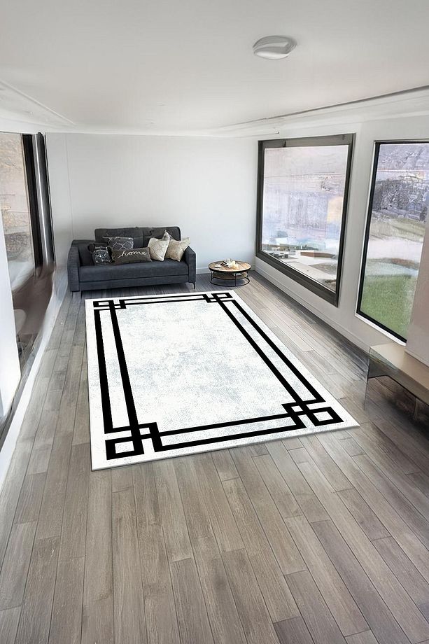 Dijital Baskılı Şerit Desenli  Makinada Yıkanabilir Salon ve Yolluk Halısı - 1