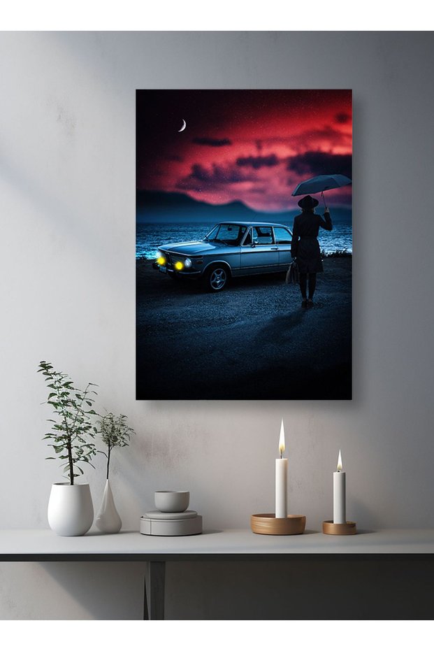 Car and Woman Car Series A1 Table in the Light of the Night