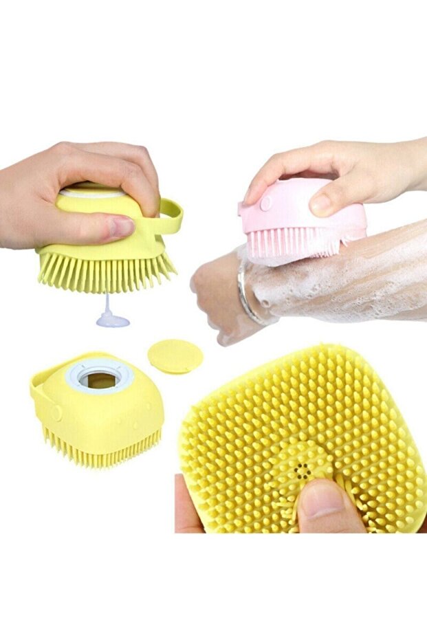 Bathroom Shower Pouch Soap Shower Gel with Tank Massage Brush Washcloth Pouch Refillable Wash Brush