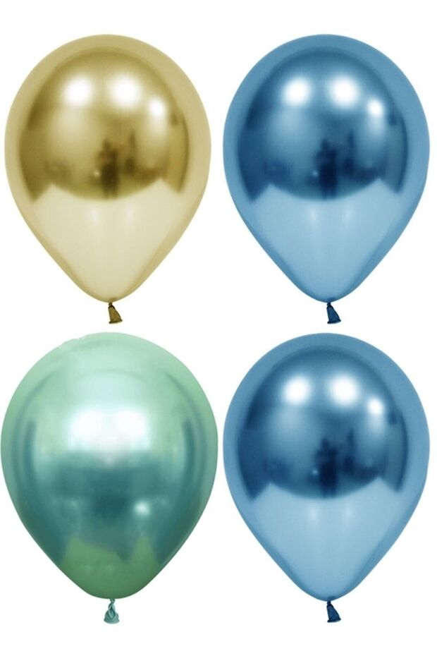 Gold-green-blue Chrome Balloon 10 Pieces