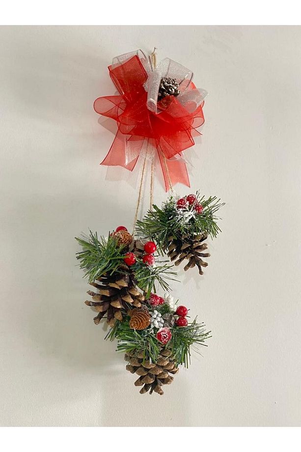 Kapı Süsü Kozalak/gıcı 3 Lü Yılbaşi Noel Süsü Ve Ev Dekoru Sarkıt - 2